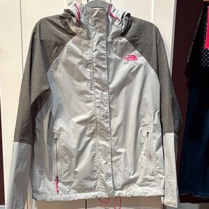 The North Face Gray and Pink Women's Lightweight Raincoat
